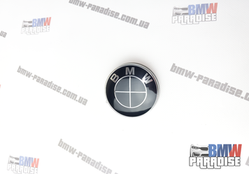 Значок на капот або багажник BMW 74 мм Повністю чорний 322-266 фото