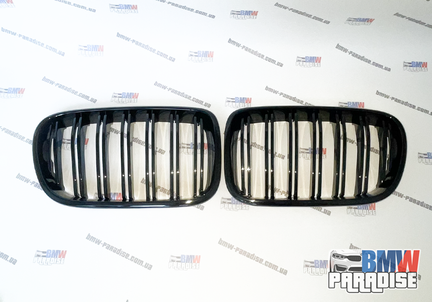 Подвійніа решітка радіатора в М-стилі ГРИЛЬ BMW X3 F25 (2010-2013) Дорест Чорний глянець 322-134 фото