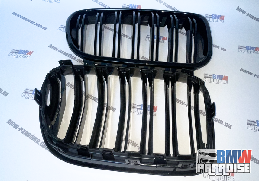 Подвійніа решітка радіатора в М-стилі ГРИЛЬ BMW X3 F25 (2010-2013) Дорест Чорний глянець 322-134 фото