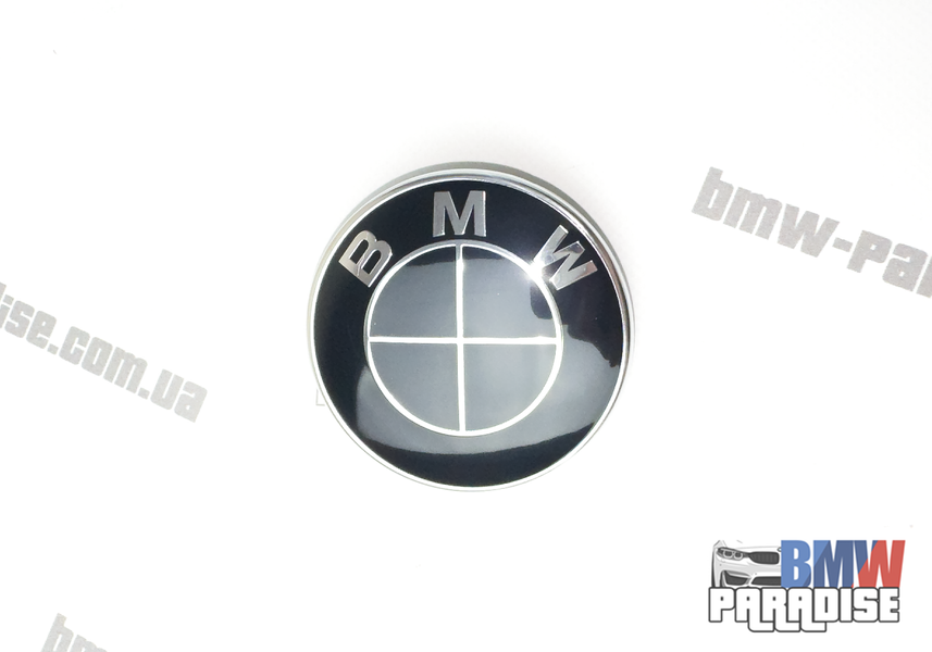 Значок на капот или багажник BMW 74 мм Полностью черный 322-266 фото