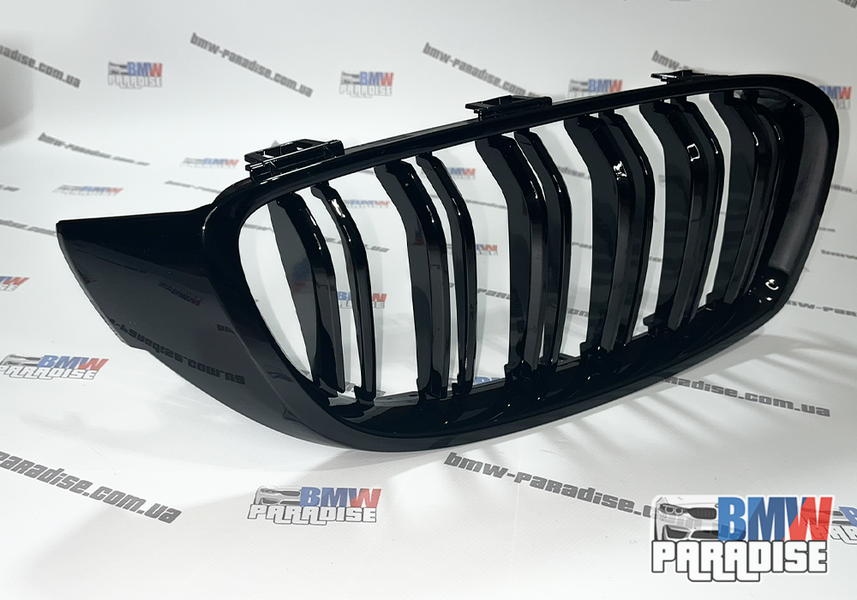 Подвійні ніздрі в М стилі для БМВ 4 Series F32 F33 F36 F80 F82 Чорний глянець 322-100 фото