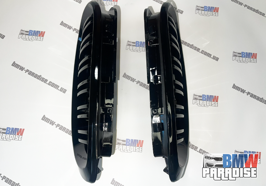 Двойная решетка радиатора "гриль" для BMW E46 2002-2005 седан Черный глянец 322-16 фото