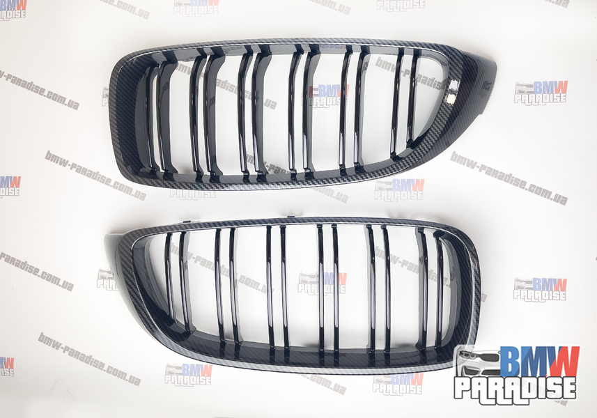 Двойная решетка радиатора M4-стиль BMW F32 F33 F36 F80 F82 КАРБОН 322-233 фото