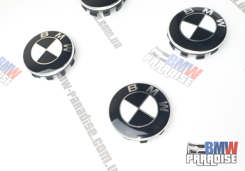 Колпачки для дисков БМВ 56mm Черный + Белый (4 шт.) 322-249 фото