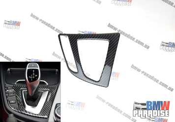 Накладка на центральну консоль навколо селектора АКПП Carbon Look BMW F30 F31 F32 F33 F34 F36 2014&ndash;2017 322-74 фото