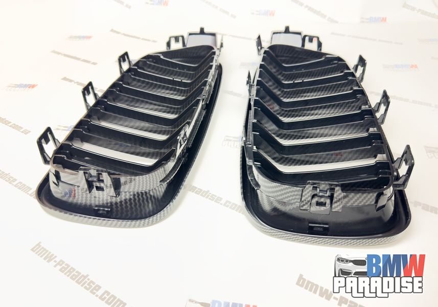 Подвійні радіаторні решітки карбон M-Perfomance BMW F30 F31 F35 322-300 фото