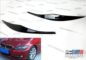 Накладки на фары / реснички BMW 3 Series E90 E91 2005-2011 (Черный глянец 2 шт.) 322-280 фото