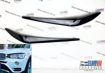Накладки на фары / реснички BMW X3 F25 X4 F26 2014-18 (Черный глянец 2 шт) 322-260 фото