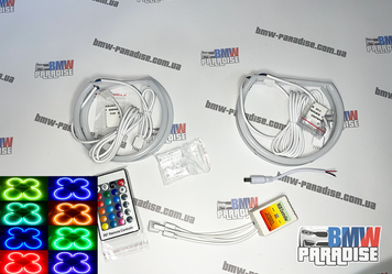 Ангельські глазки RGB з пультом вибора кольору 2х131mm 2х146mm BMW E46 E36 E38 E39 322-32 фото