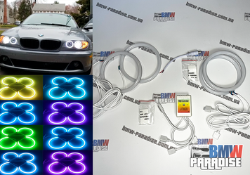 Ангельские глазки RGB с пультом выбора цвета BMW E46 COUPE 322-123 фото